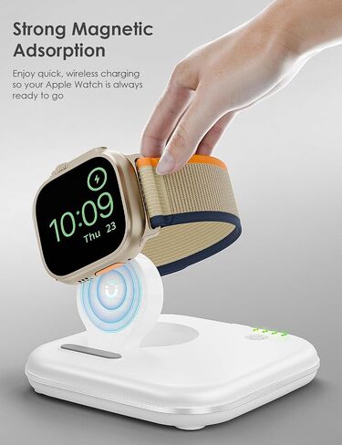 Portable for Apple Watch Charger 2000mAh - Foldable Magnetic Power Bank for Series 2-10/SE/Ultra1/2, Emergency Backup Charger with Type-C Travel Cable in Saudi Arabia