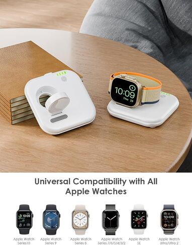 Portable for Apple Watch Charger 2000mAh - Foldable Magnetic Power Bank for Series 2-10/SE/Ultra1/2, Emergency Backup Charger with Type-C Travel Cable in Saudi Arabia