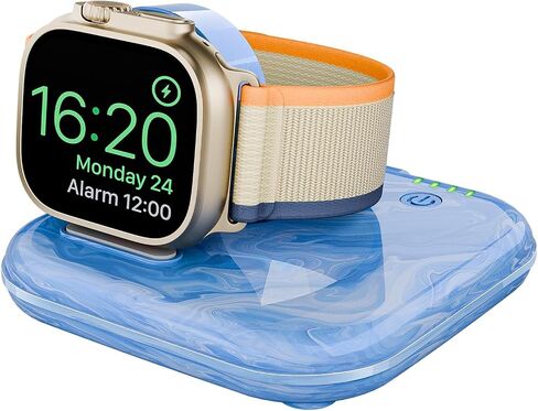 محمول لشاحن Apple Watch 2000mAh-بنك طاقة مغناطيسي قابل للطي للسلسلة 2-10/SE/Ultra1/2 ، شاحن احتياطي للطوارئ مع كابل Type-C Travel in Kuwait