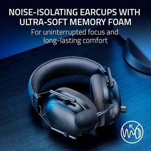 Razer BlackShark V2 Pro Wireless PlayStation Gaming Headset: 50mm Drivers - Wideband Mic - Comfortable Noise Isolating Earcups - for PS5, Console, PC, Mac - Bluetooth, USB-C - 70 Hr Battery - Black in Kuwait