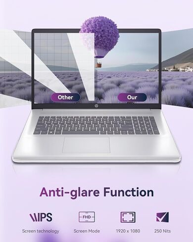 HP 17 inch Laptop for Business and Students, Ms Office Lifetime - Wins 11 Pro, AMD Ryzen 5 (Beats i7-1165G7), 17.3" FHD, Copilot, Numeric Keypad, w/Accessory (64GB RAM | 2TB SSD) in Saudi Arabia