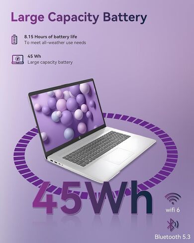 HP 17 inch Laptop for Business and Students, Ms Office Lifetime - Wins 11 Pro, AMD Ryzen 5 (Beats i7-1165G7), 17.3" FHD, Copilot, Numeric Keypad, w/Accessory (64GB RAM | 2TB SSD) in Saudi Arabia