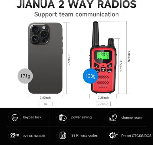 Rechargeable Walkie Talkies Long Range for Kids, Walky Talky VOX with 22 FRS Channels, 99 Privacy Codes Two Way Radio,1200mAh Li-ion Battery, for Camping Hiking Emergency (2 Pack Colorful) in Saudi Arabia