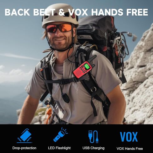 Rechargeable Walkie Talkies Long Range for Kids, Walky Talky VOX with 22 FRS Channels, 99 Privacy Codes Two Way Radio,1200mAh Li-ion Battery, for Camping Hiking Emergency (2 Pack Colorful) in Saudi Arabia