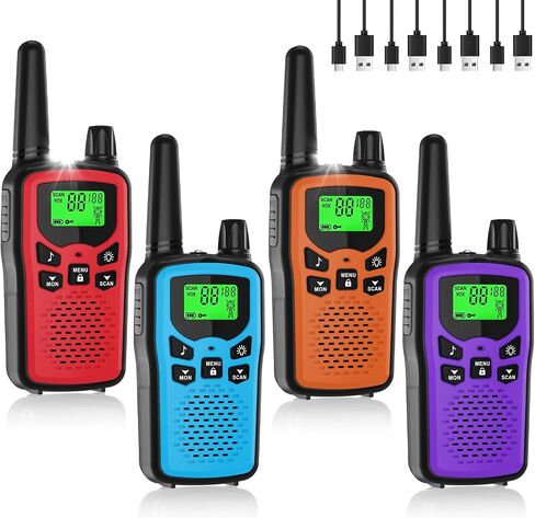 Rechargeable Walkie Talkies Long Range for Kids, Walky Talky VOX with 22 FRS Channels, 99 Privacy Codes Two Way Radio,1200mAh Li-ion Battery, for Camping Hiking Emergency (2 Pack Colorful) in Saudi Arabia