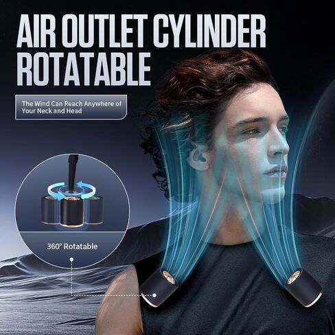Aroma Neck Fan Waist - Personal Portable 4000mAh USB-C Recargable Battery Powered Clip on Pocket Fans Cooling Gift for Men & Women, 3 Speeds Adjustable (1, Navy Blue) in Saudi Arabia