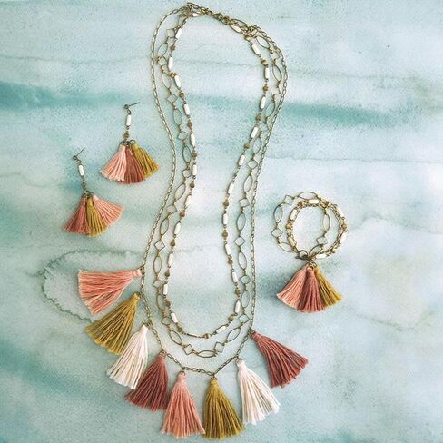 LEISURE ARTS Tasseled Jewellery Set, Multicoloured, 21.08 x 27.43 x 0.25 cm in Saudi Arabia