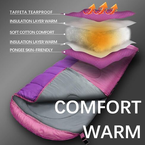 XL 10 Degree Sleeping Bags Waterproof for Adults 350GSM Machine Washable with Compression Sack for 3-4 Season Camping Outdoor in Kuwait