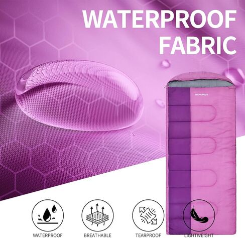 XL 10 Degree Sleeping Bags Waterproof for Adults 350GSM Machine Washable with Compression Sack for 3-4 Season Camping Outdoor in Kuwait