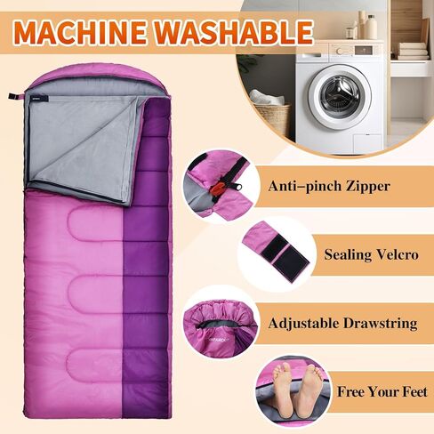 XL 10 Degree Sleeping Bags Waterproof for Adults 350GSM Machine Washable with Compression Sack for 3-4 Season Camping Outdoor in Kuwait