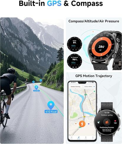 GPS Smart Watches for Men (Answer/Make Call), 1.60" AMOLED Display Smartwatch, 170+ Sports Modes Fitness Tracker Watch with Compass Pedometer, 5ATM Waterproof Mens Smart Watch for Android iPhone in Saudi Arabia
