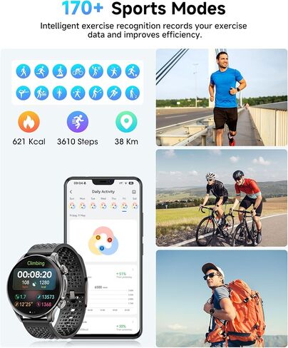 GPS Smart Watches for Men (Answer/Make Call), 1.60" AMOLED Display Smartwatch, 170+ Sports Modes Fitness Tracker Watch with Compass Pedometer, 5ATM Waterproof Mens Smart Watch for Android iPhone in Saudi Arabia