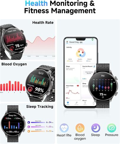 GPS Smart Watches for Men (Answer/Make Call), 1.60" AMOLED Display Smartwatch, 170+ Sports Modes Fitness Tracker Watch with Compass Pedometer, 5ATM Waterproof Mens Smart Watch for Android iPhone in Saudi Arabia