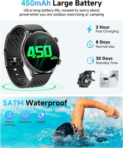 GPS Smart Watches for Men (Answer/Make Call), 1.60" AMOLED Display Smartwatch, 170+ Sports Modes Fitness Tracker Watch with Compass Pedometer, 5ATM Waterproof Mens Smart Watch for Android iPhone in Saudi Arabia