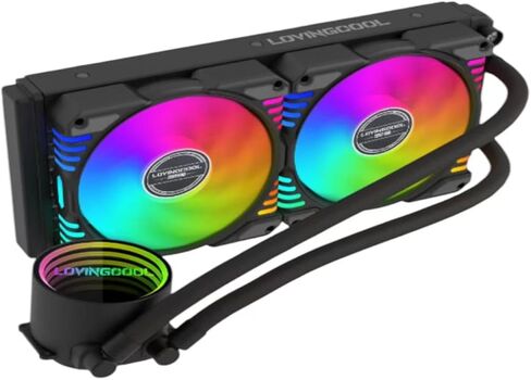 Liquid Cooled Water Cooled ARGB LC-360 Black-360mm Radiator, RGB & PWM Addressable Fans & Pump AIO Intel AMD CPU Gaming Fan (240mm) in Kuwait