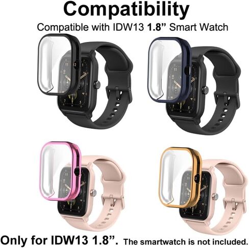حالات مشاهدة متوافقة مع Woneligo و Faweio و Amzhero و Toobur و Vrpefit و Konitee و Gydom للغاية IDW13 1.8 "Smart Watch ، TPU Case مع حامي الشاشة ، حماية Watch Body & Screen in Kuwait