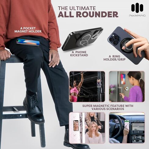 حامل الهاتف المغناطيسي الجديد 2025 ، تم قبضة حلقة الهاتف المغناطيسية 360 درجة من أجل Magsafe ، تم ترقيته من الهاتف المغناطيسي القوي ، المتوافق مع iPhone 16 Pro Max 15 14 13 12. in Saudi Arabia