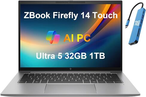 HP Zbook Firefly G11 Mobile Workstation (14 "FHD+ Touchscreen ، Intel 14-Core Ultra 5 125H ، 32GB DDR5 ، 1TB SSD) 2 X Thunderbolt 4 ، Backlit ، Phunsprint ، 5MP IR WebCam ، IST Hub ، Win 11 Pro ، 2025 Ai PC in Kuwait