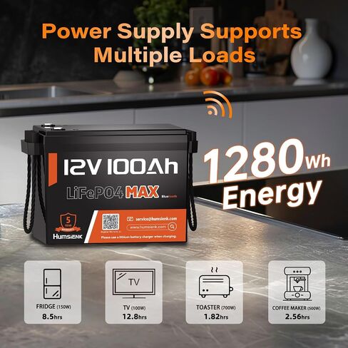 12V 100AH ​​LIFEPO4 Lithium Battery Max مع Bluetooth 5.0 ، 15000+ دورات عميقة ، 1280WH بطارية الفوسفات الحديد الليثيوم ، المدمج في 100A BMS مع حماية منخفضة للإيقاع للربع البحري ، البحرية ، المحركات المتصيد in Saudi Arabia