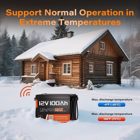 12V 100AH ​​LIFEPO4 Lithium Battery Max مع Bluetooth 5.0 ، 15000+ دورات عميقة ، 1280WH بطارية الفوسفات الحديد الليثيوم ، المدمج في 100A BMS مع حماية منخفضة للإيقاع للربع البحري ، البحرية ، المحركات المتصيد in Saudi Arabia
