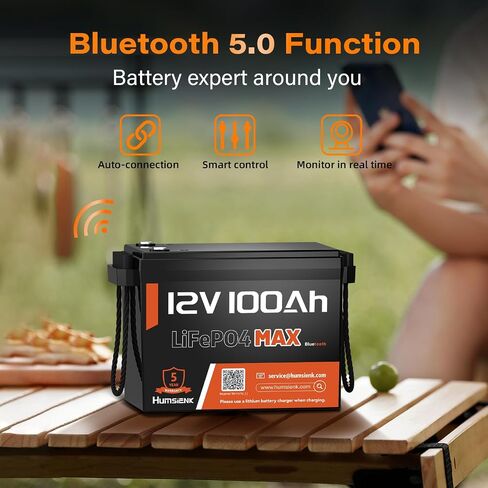 12V 100AH ​​LIFEPO4 Lithium Battery Max مع Bluetooth 5.0 ، 15000+ دورات عميقة ، 1280WH بطارية الفوسفات الحديد الليثيوم ، المدمج في 100A BMS مع حماية منخفضة للإيقاع للربع البحري ، البحرية ، المحركات المتصيد in Saudi Arabia