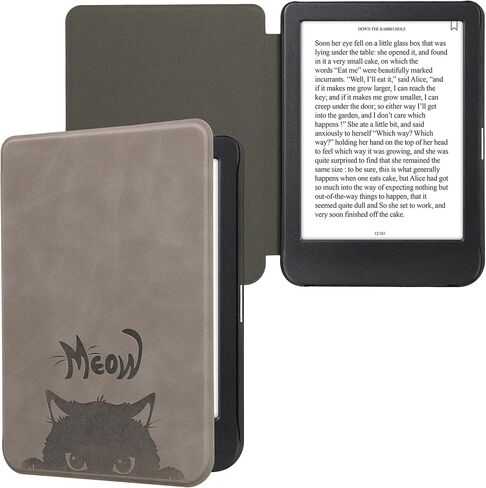 kwmobile Cover Compatible with Kobo Clara BW/Colour Cover - eReader Case - Meow Cat Grey/Black in Saudi Arabia