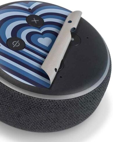Skinit Skinit Audio Audio Skin متوافق مع Amazon Echo Dot 3 - تصميم نمط القلب الأزرق المرخص رسميًا in Kuwait