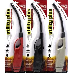 Long BBQ Lighters, Long Flexible Neck , Multi-Purpose use for Barbeque Grill Fireplace Gas Stove Cooking , Flex Wand Fire Lighters, Value Pack of 3