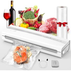 Vacuum Sealer Machine With Vacuum Sealer Bags, Dry/Moist Compact Full Automatic Food Sealer, Air Sealer Machine with Vacuum Seal Rolls, Bag Cutter,