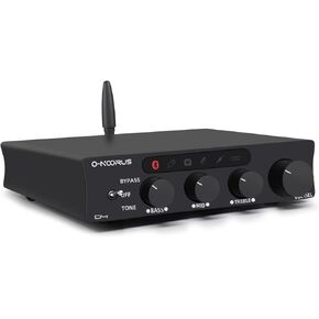 O-NOORUS D4 Bluetooth Stereo Amplifier, 2.1 Channel Home Audio Receivers & Amplifiers with HDMI ARC, RCA, TPA3255 PFFB Mini Class D Amp 300Wx2, Compact Speaker Amp for Indoor/Outdoor/Garage/Bookshelf