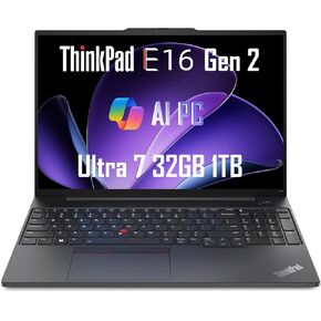 Lenovo ThinkPad E16 Gen 2 Business Laptop (16" FHD+ Anti-Glare, Intel Core Ultra 7 155U (Beat i7-1355U), 32GB DDR5 RAM, 1TB SSD) Fingerprint, Backlit, Webcam, Ethernet, Win 11 Pro, 2025 AI PC, Black
