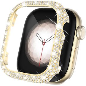 حالة Surace Metal Case متوافقة مع Apple Watch Case 44mm ، وغطاء الوجه المعدني الكامل Clastal Cover Cover Case Pumper for Iwatch Series 6/5/4 SE 44mm ، Gold
