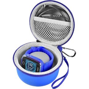 حالة متوافقة مع VTech Kidizoom Smartwatch DX4 ، DX2 ، DX3 ، لليميت Tikes Tobi/ for Watch 2/ for Gizmo Watch ، ساعات الأطفال يحملون صندوق تخزين للملحقات مع Mesh Pocket (حقيبة فقط) - الأزرق