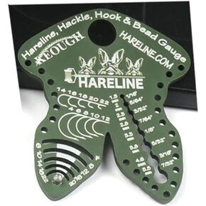 Hareline Hackle, Hook & Bead Gauge- Andodized Olive