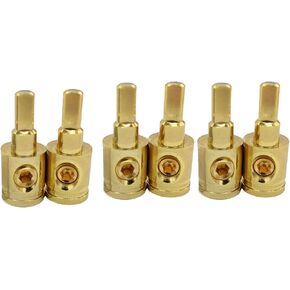 6pcs Car audio Amp Input Reducer 1/0 Gauge to 4 Gauge Wire Reducer Power/Ground Gold
