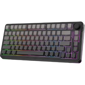 EPOMAKER EA75 75% RGB Gaming Mechanical Keyboard, 2.4GHz/Type-C/BT Creamy Wireless Keyboard with Knob, Shine Through PBT Keycaps, Hot Swappable for Gamers (Black Gradient, Reaper Switch)