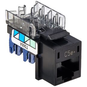Hubbell HXJ5EBK XCELERATOR Series RJ Jack, CAT5E, 8 Position, Universal 586A/B Wiring, Black