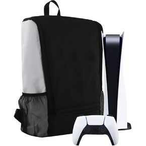 Bzdzmqm PS5 Console Protective Luxury Backpack, Travel Carrying Case with Multiple Protection, USB Port Design, Black