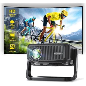 [360°Adjustable Stand] Mini Projector with WiFi and Bluetooth: Electric Focus & Auto Keystone 1080P 500 ANSI Bluetooth Projector, ONOAYO AY3 Portable Movie Phone Projector for Home Upgrade Black
