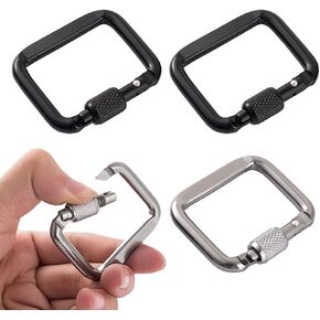 4pcs Square Carabiner, Aluminum Alloy Super Strong Outdoor Square Carabiner Screw Hook Equipment, Buckle Outdoor Hiking Clasp Carabiner for Outdoor Trigger