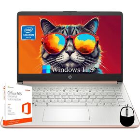 HP 14" Laptop for Student Business, with Office Lifetime License & Windows 11 Pro, Intel 4-Core N150, 16 GB RAM, 384 GB Storage(128GB UFS+256GB Micro SD), Ultra Light, Webcam, WiFi, HDMI, Silver