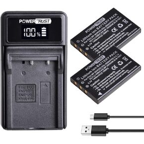 2Pack NP-60 NP60 NP-30 K5000 D-Li2 Li-20B Battery and LED USB Charger for Fujifilm F50I F401 F402 F501 Zoom F410 F601 Camera