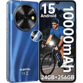 OUKITEL C59 Pro Unlocked Cell Phone Android 15-6.88"HD+ Screen 10000 mAh Battery 24GB +256GB Expand 1TB Mobile Phones with 120LM Flashlight, NFC 13MP Camera Smartphone, Fingerprint/4G Dual SIM/OTG