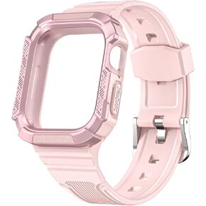 Representative Belt Compatible With Iwatch 7 Generation Two-color Sports Case Integrated Wristband Silicone Strap 41mm 45mm watch case