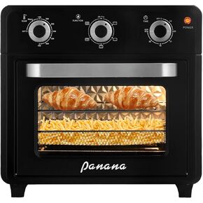 Panana Air Fryer Toaster Oven Combo, Air Fryer Convection Countertop, 6 in 1 for Fast Foods, 21QT Stainless Steel Convection Oven, 1400W (Black)