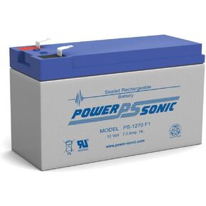 Power Sonic PS-1270 Rechargeable Sealed Lead Acid Battery 12V 7AH for General Purpose, Medical, Emergency Lighting, Fire and Security with F1 Terminals