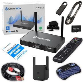 S-6 Pro 2025 Bundle with Main Unit, Voice Remote, Keyboard, HDMI & Ethernet Cables, WiFi Extender, 64GB MicroSD, USB Drive & Setup Guide