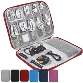 Cable Organizer Travel Case Carry Pouch Electronic Electronic Electronic Layers Double Layers All-in-One Bag BACK Power USB Cable Mouse Charger Acreger Flash Drive Black