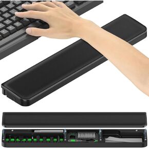 VICHYIE Keyboard Wrist Rest with Cleaner Kit, Wrist Pad for Tenkeyless Keyboard, Typing Pain Relief, Multi-Functional Cleaning Kit for Earbuds, Phones, Desk Accessories for Home & Office (Black)