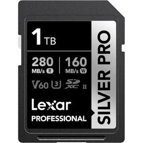 Lexar SILVER PRO SD Card 2x128GB, UHS-II SD Memory Card, V60, U3, C10, Up to 280MB/s Read/120MB/s Write, SDXC Card for DSLR/Camera/Professional Photographer/Videographer/Enthusiast(LSDSIPR128G-B2NAA)